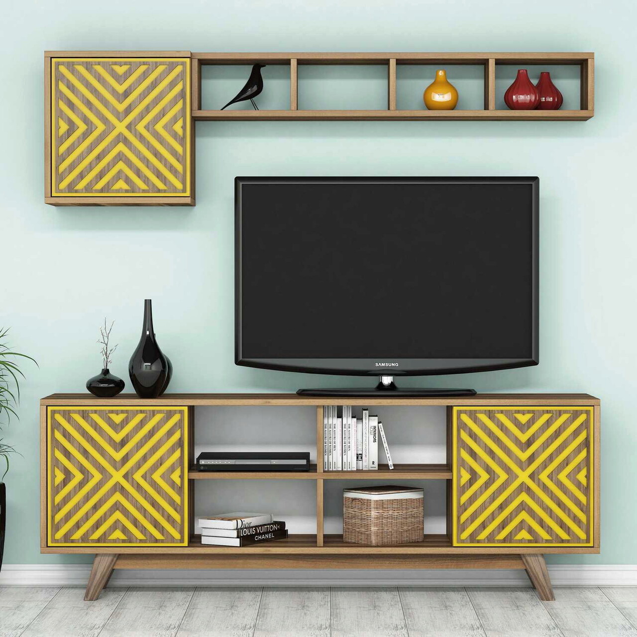 Comoda TV, Hanah Home, Inci, Nuc / Galben - imagine 6